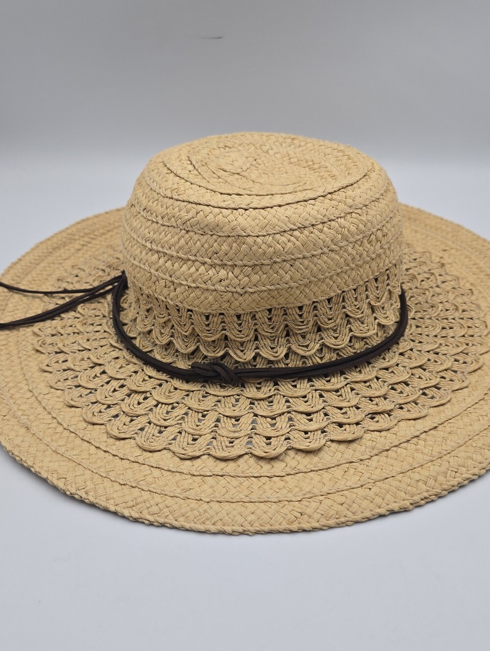 Women's San Diego Hat Company Wide Brim Beige Straw Sun Hat